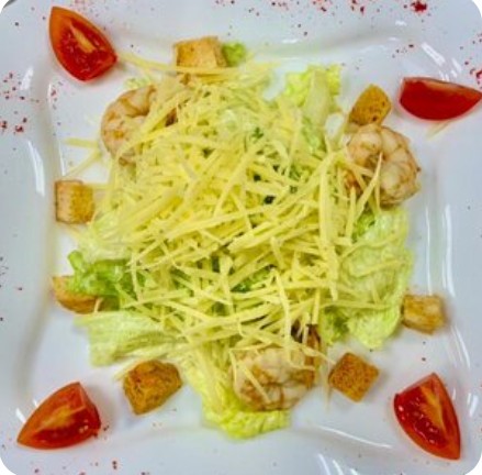 Салат Цезарь с креветками