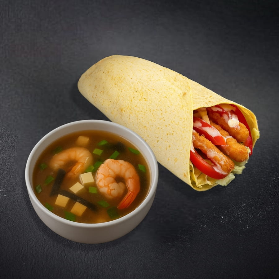 Мисо суп с креветками и Шримп сан твист