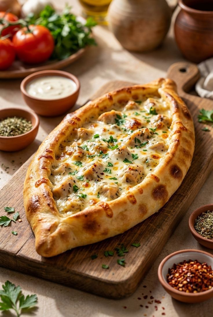Лодочка с курицей и сыром