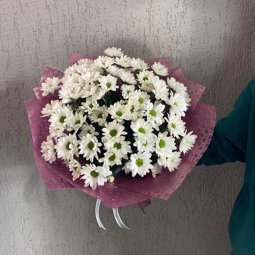 15 хризантем в упаковке 