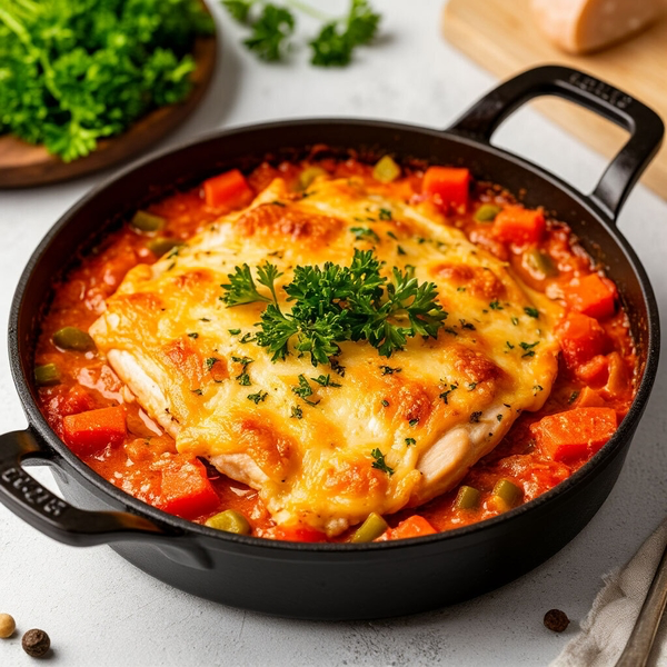 Сковородка с курицей и грибами