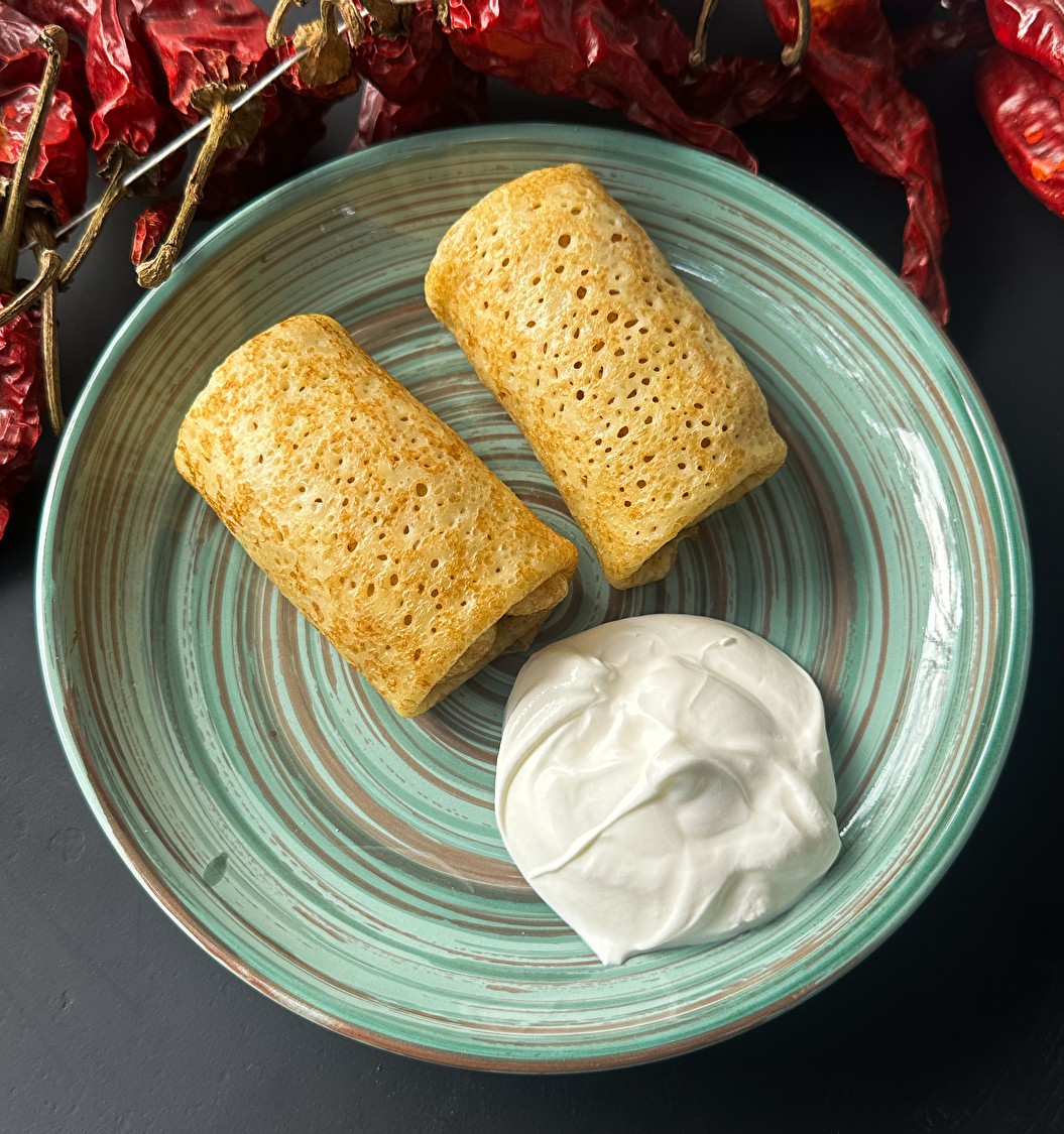 Блины с мясом + сметана