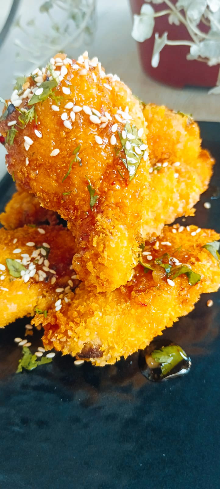 Хрустящие крылышки  с кетчупом