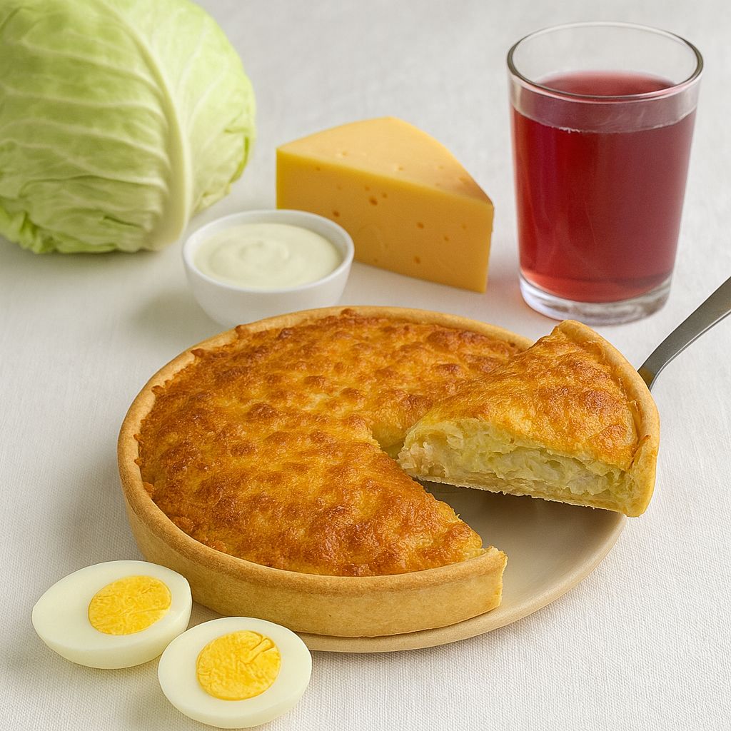 С тушеной капустой и рубленым яйцом, средний