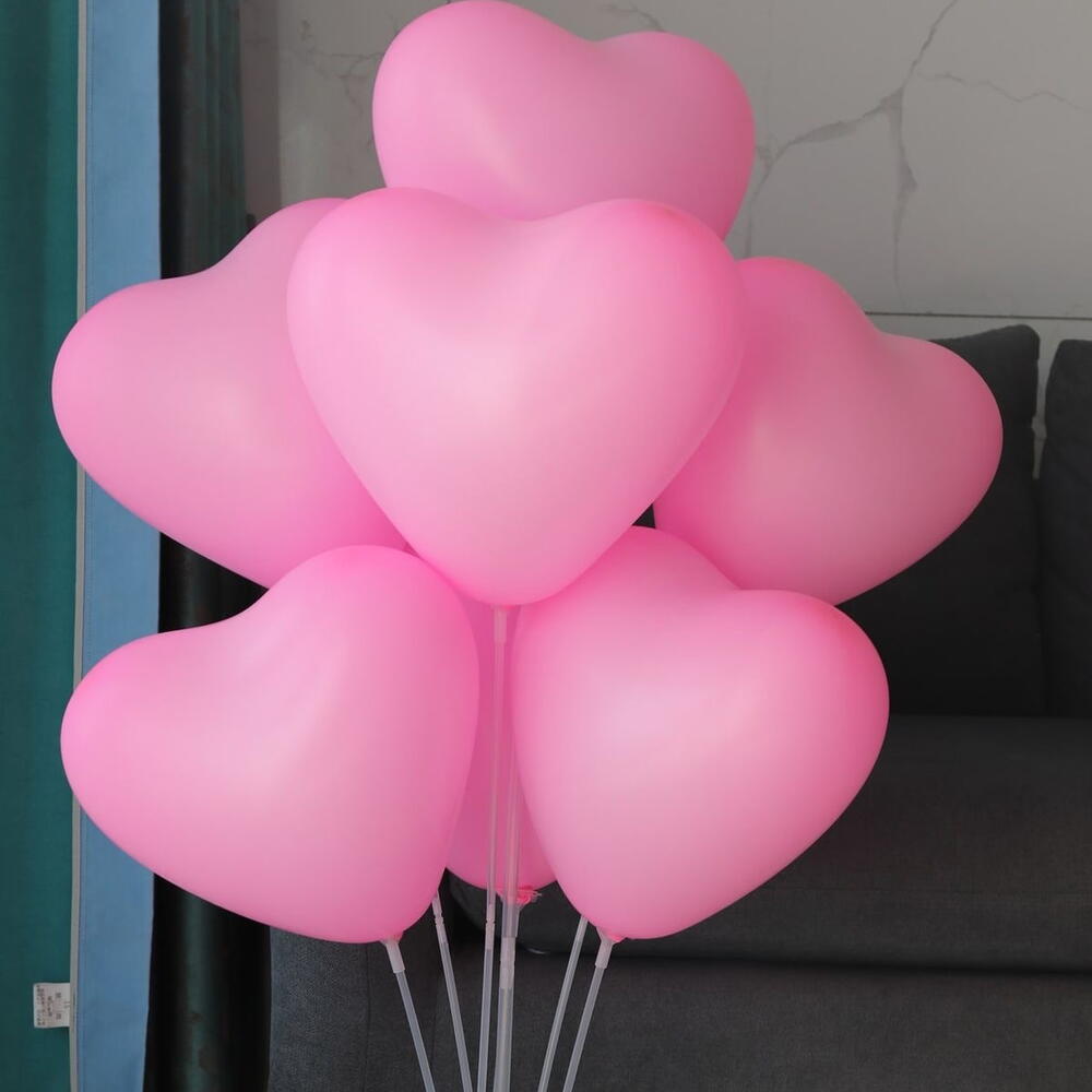 Сердца латекс розовые сет 7шт