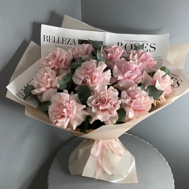 Ажурные розы пудровые - 11 шт.