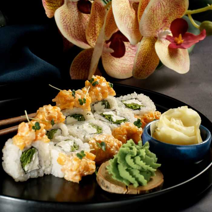 С креветкой и персиком