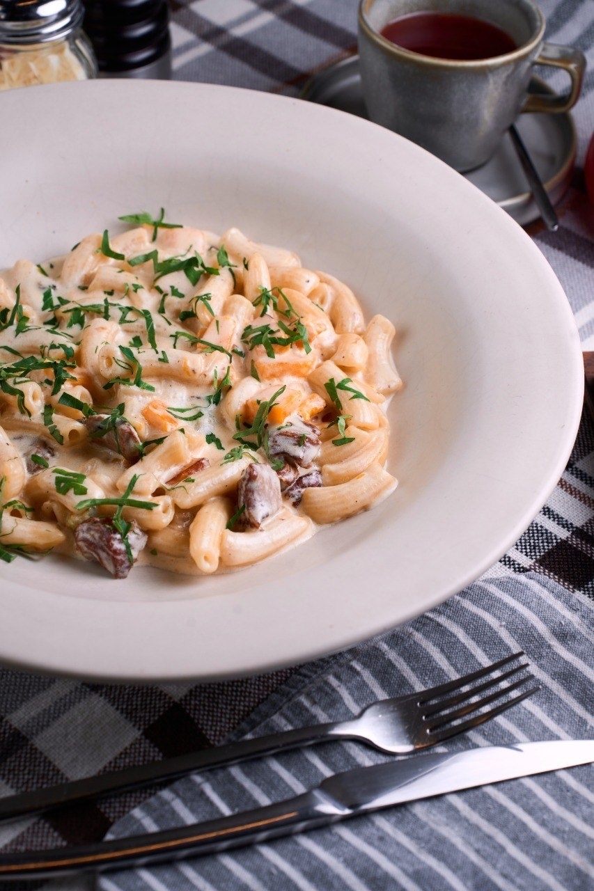 Макарони с телятиной и тыквой