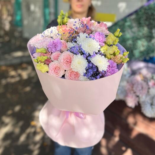 Авторский букет гипсофила хризантема 