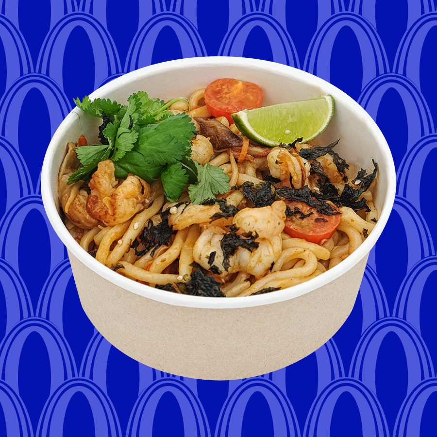 Вок лапша с креветками в соусе том-ям