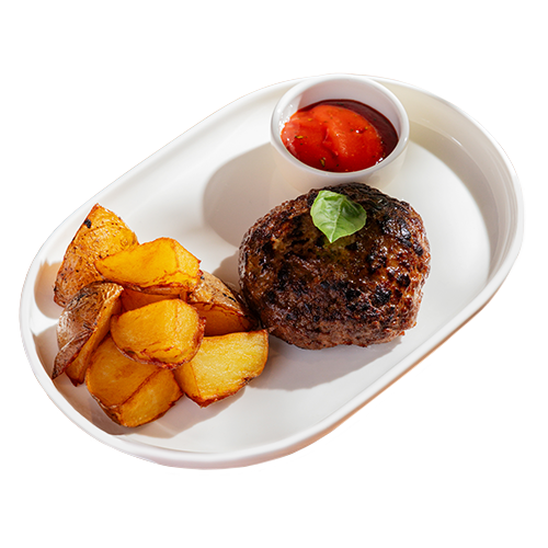 Бифштекс с картофелем и соусом барбекю