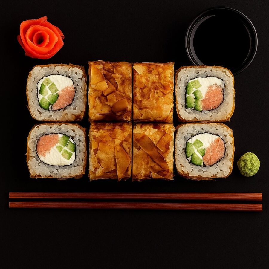 Ролл бонито с лососем терияки