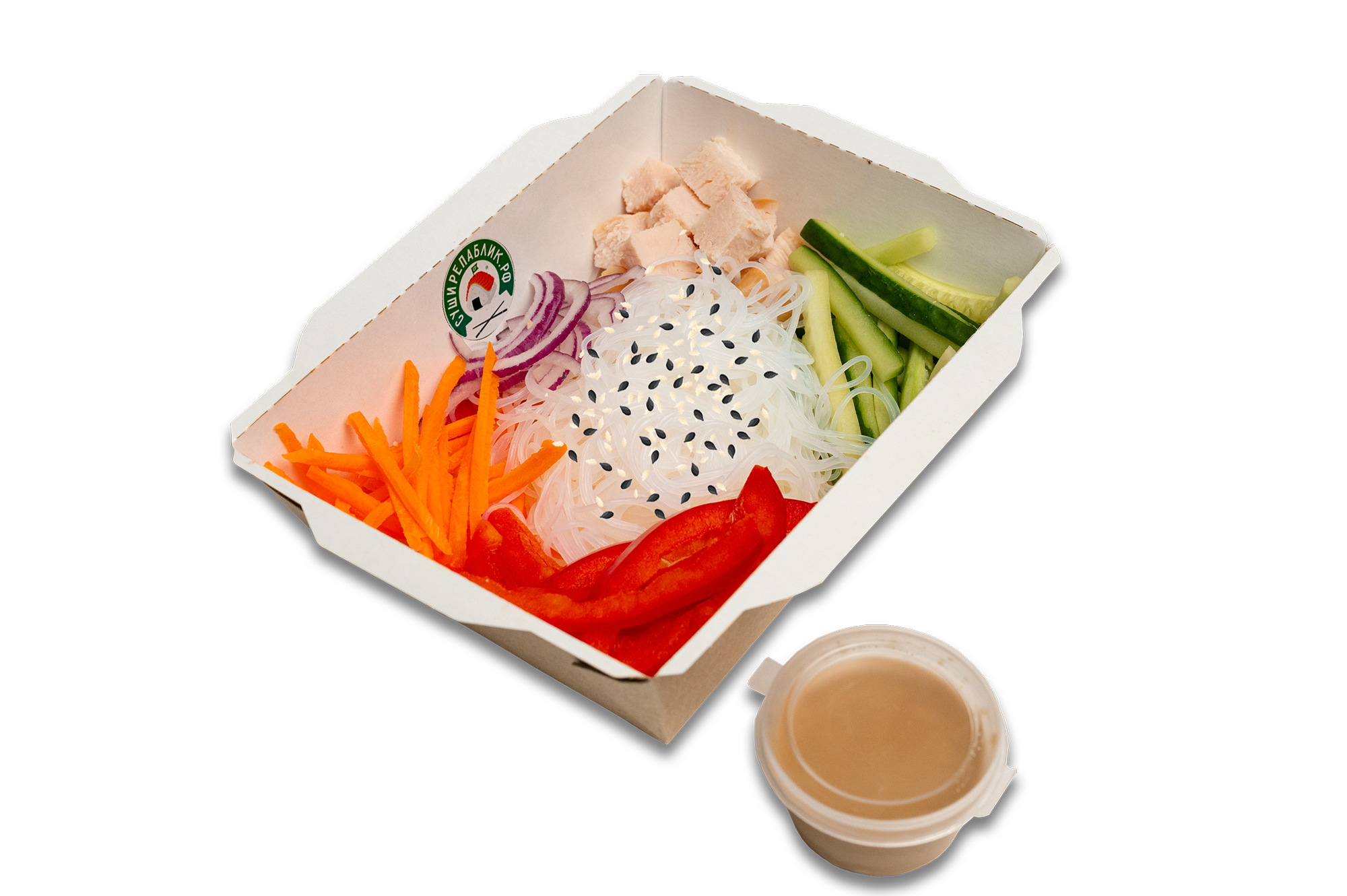 Салат с фунчозой и курицей