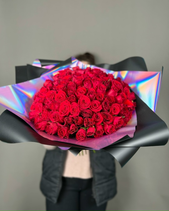 Букет 101 Кенийских Красных Роз 40 см