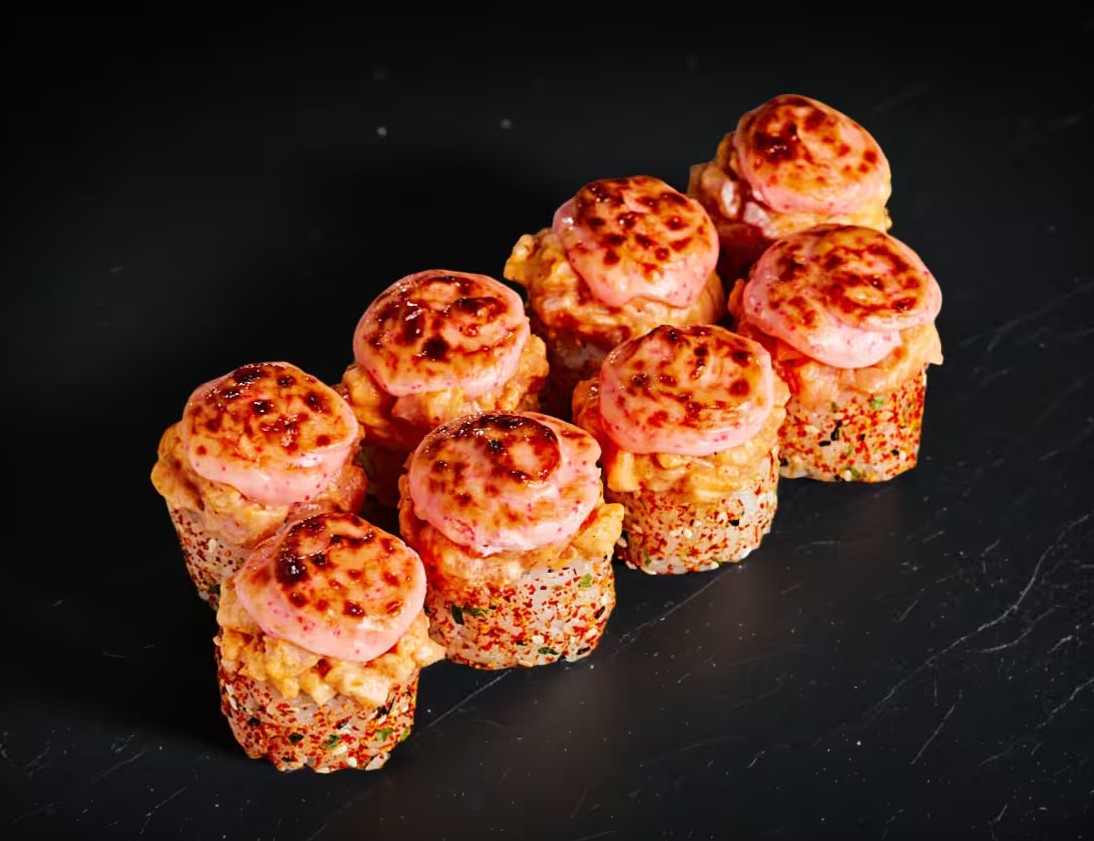 Запеченный с лососем и креветкой