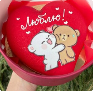 Торт сердце Люблю с мишками