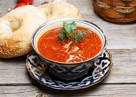 Борщ из казана с телятиной