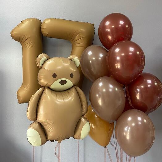 Шары на 17 лет с мишкой