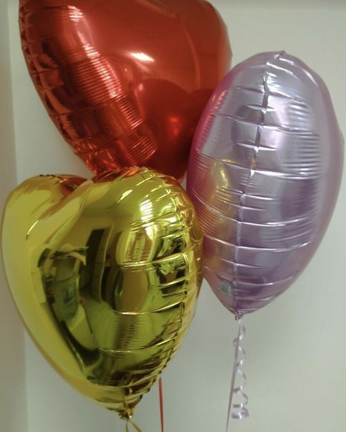3 разноцв шара с гелием в виде сердца