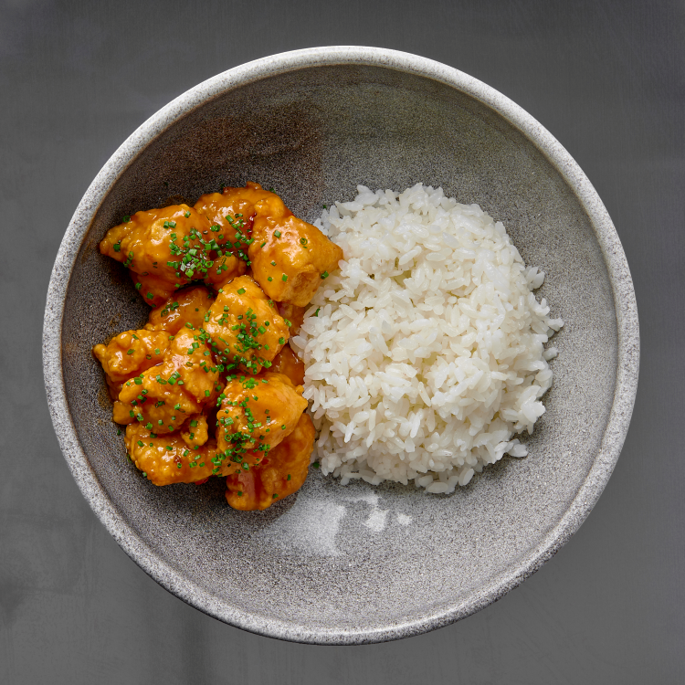 Рис с курицей яннем в кисло-сладком соусе