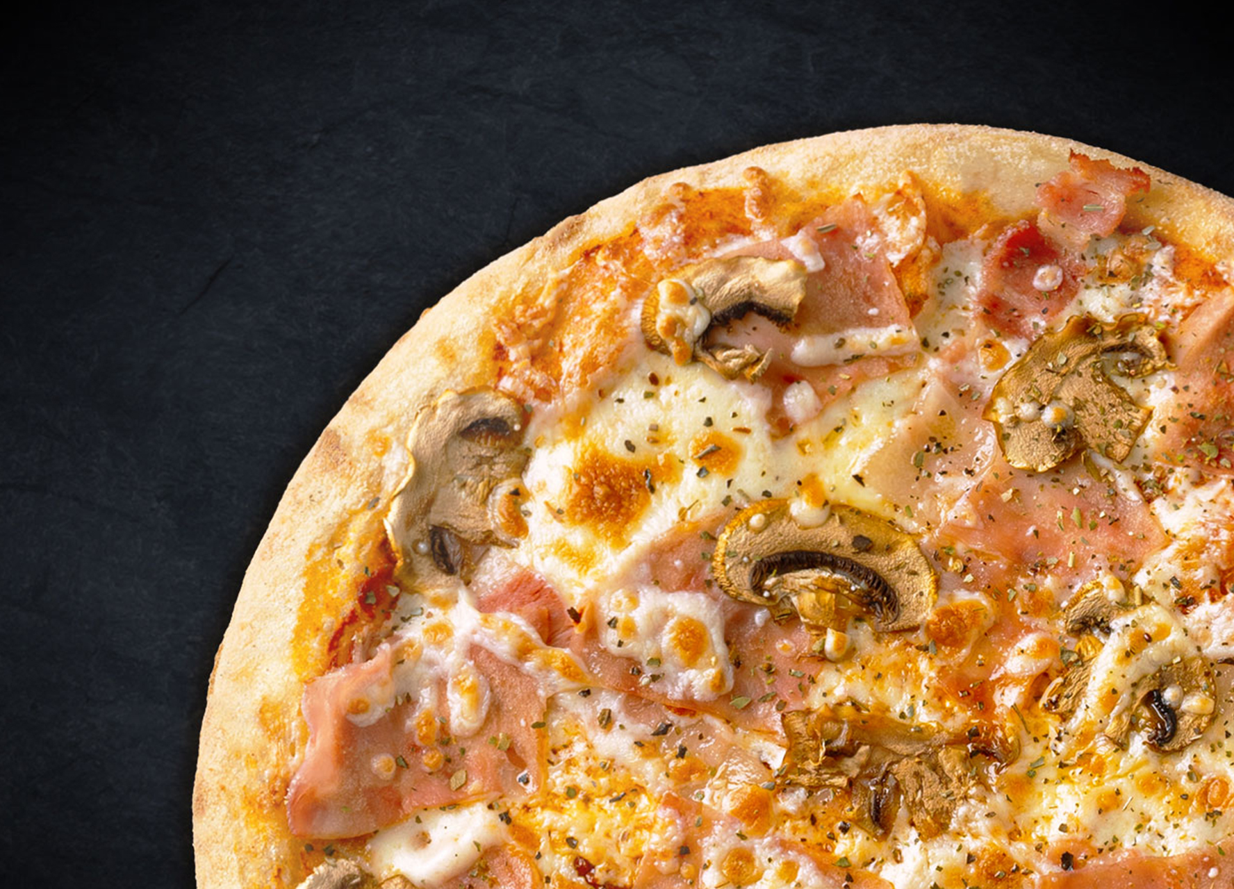 Мясная с грибами 25 см (тонкое тесто)