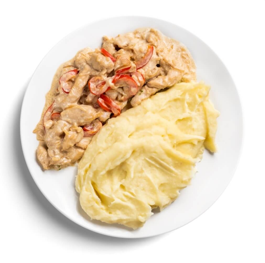 Фрикасе из курицы с картофельным пюре