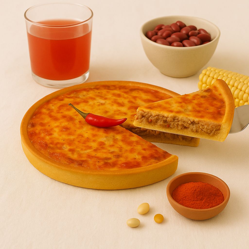 Мясной с фасолью, кукурузой и перцем чили, средний