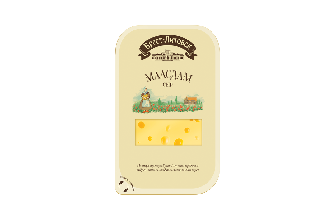Сыр Маасдам Савушкин продукт Брест-Литовск 45% полутвердый нарезка 130 г