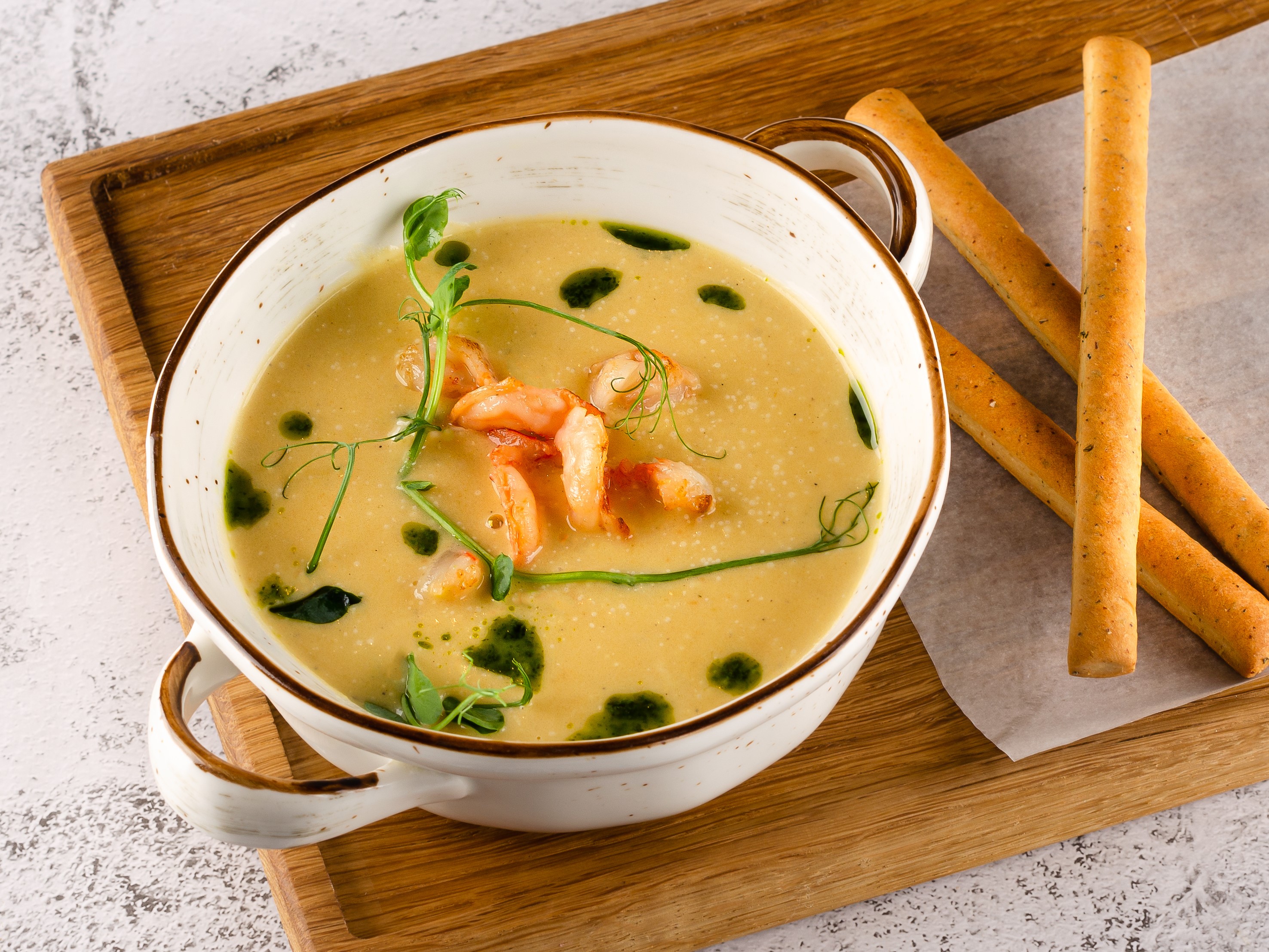 Крем-суп тыквенный с креветками