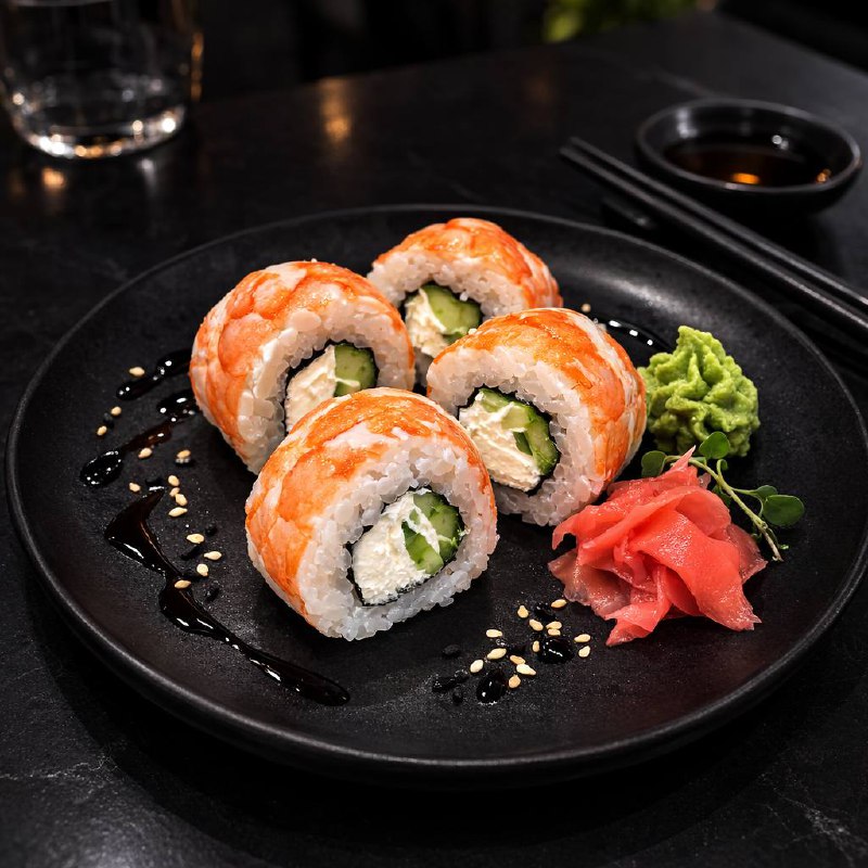 Филадельфия с креветкой половинка,4 кус.