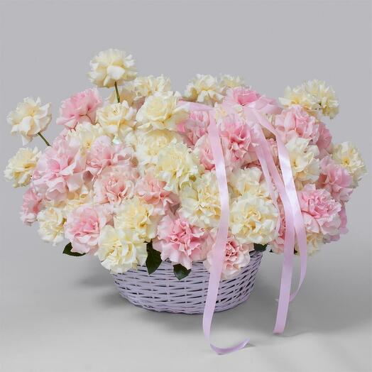 Корзина с цветами 101 французская роза 