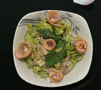 Тельятелле с беконом и цукини