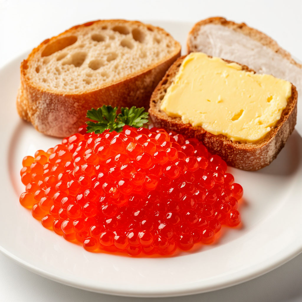 Красная икра с маслом