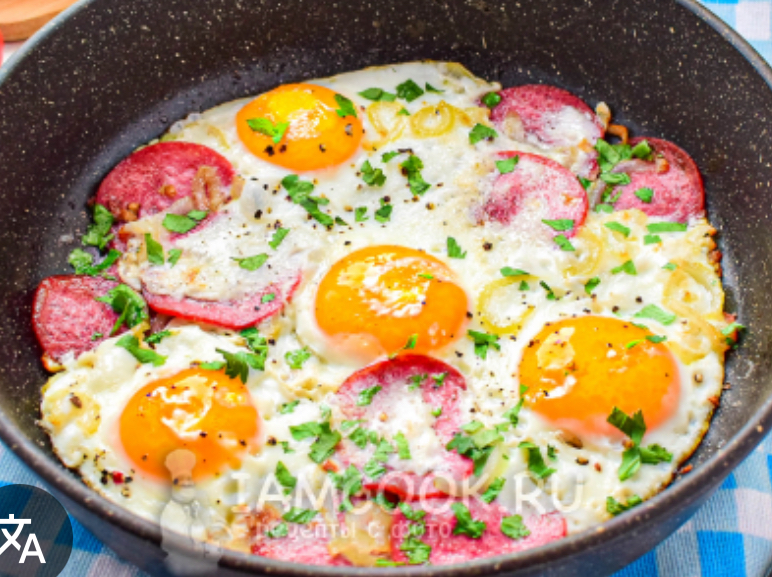 Яичница с колбасой 