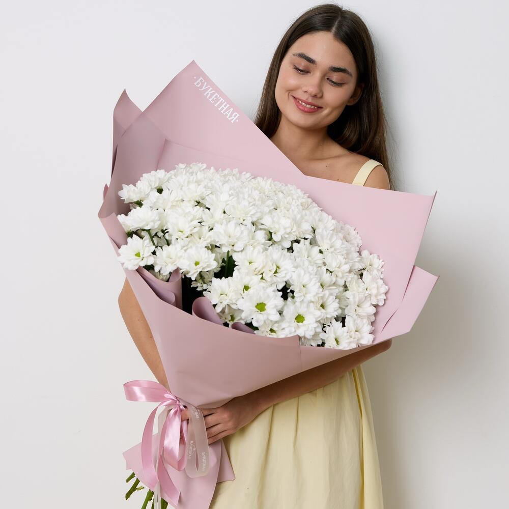 15 кустовых хризантем в крафте