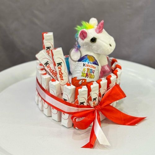 Мягкая игрушка-брелок Единорог белый со сладостями (4109)