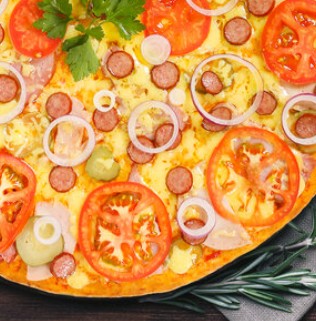 Пицца Охотничья 33 см на тонком тесте