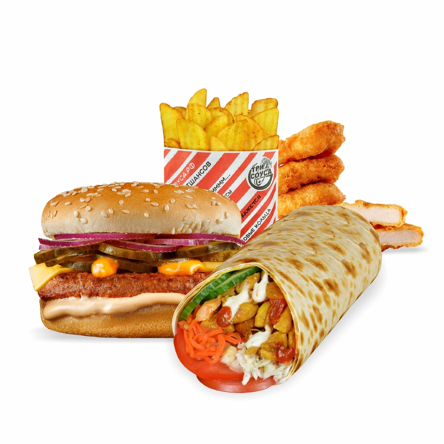 Микс сет с чизбургером и шаурмой