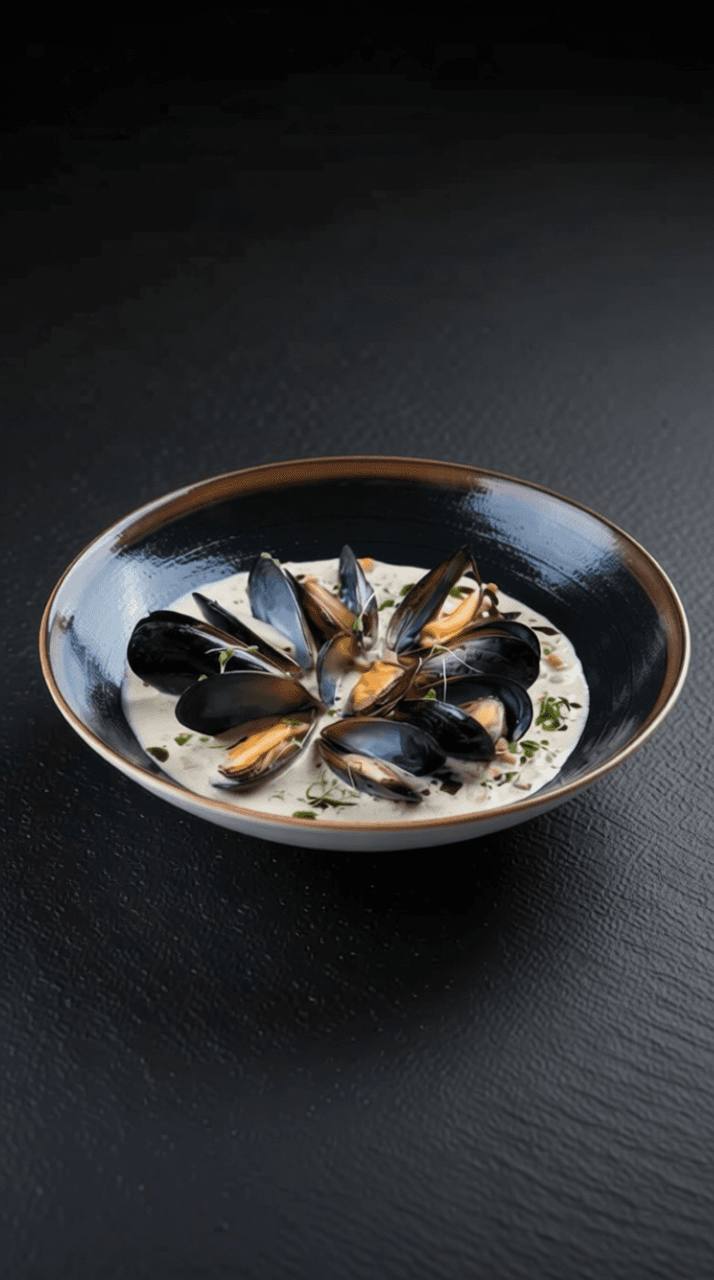 Мидии в сырно-сливочном соусе