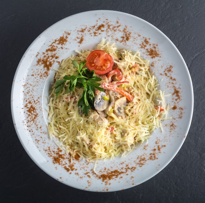 Паста с курицей и грибами