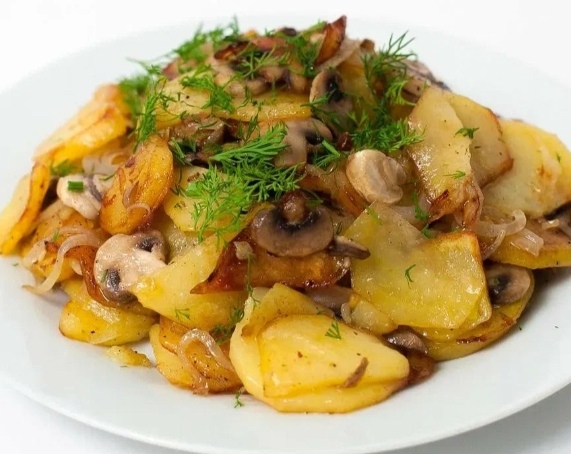 Картофель, жаренный с грибами