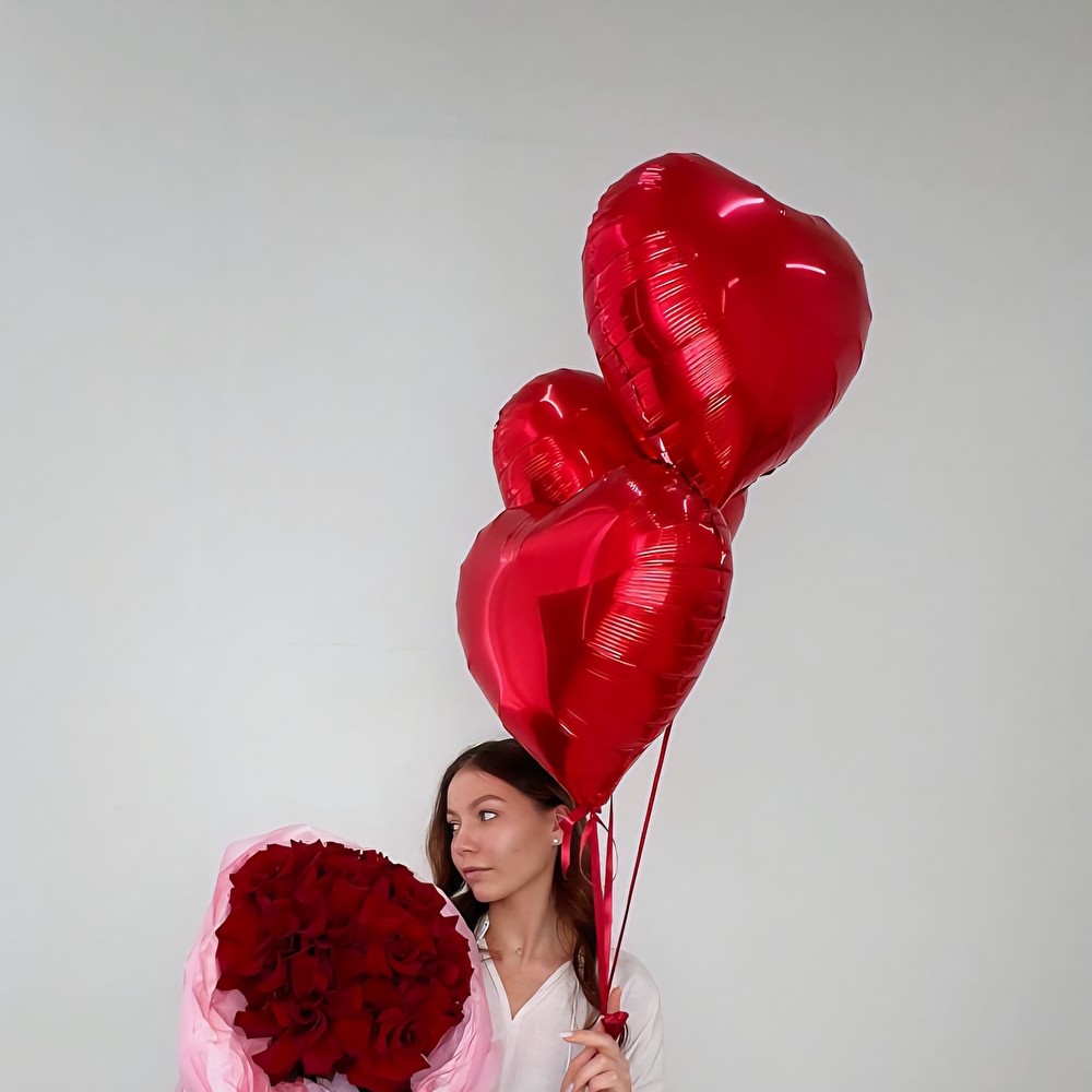 Шар сердце с гелием