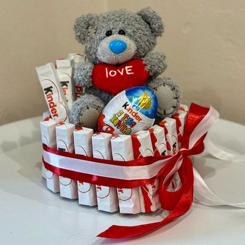 Мягкая игрушка Мишка серый со сладостями (3091)